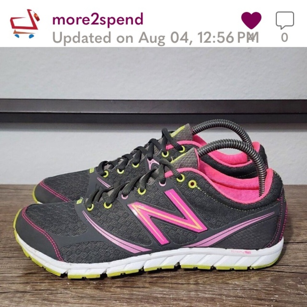 New Balance Charcoal and Neon Pink Sneakers